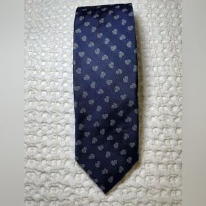 Robert Talbott Navy and White Paisley Print Tie